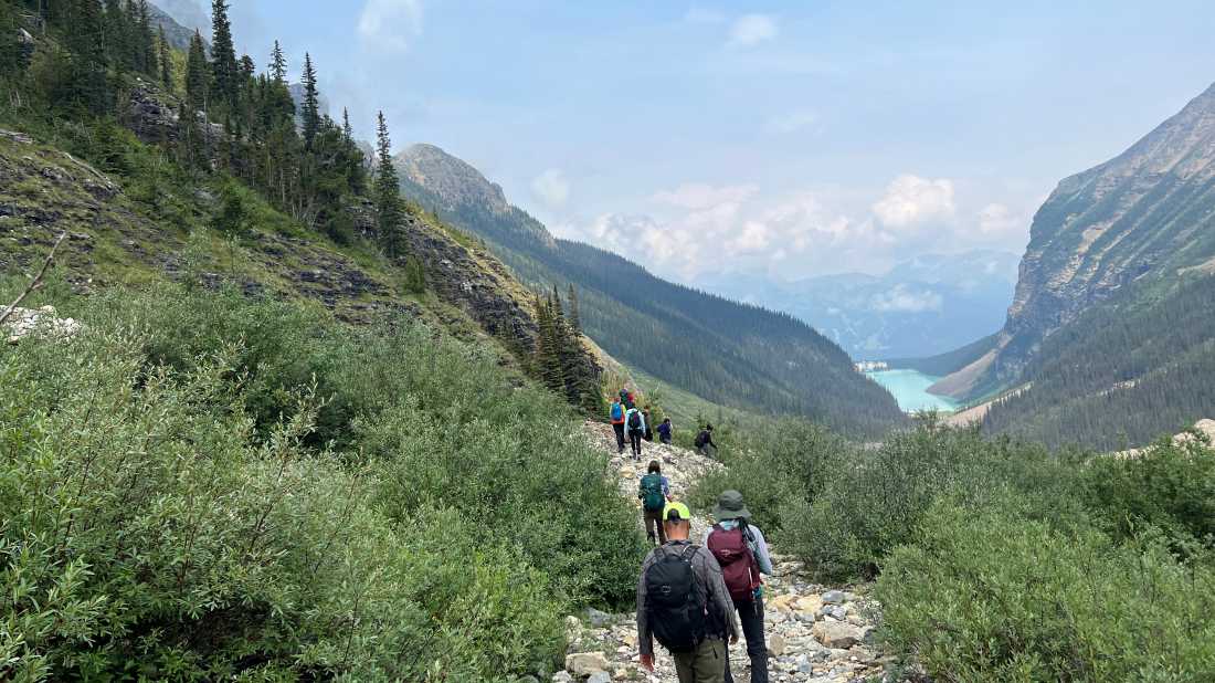 Descending towards Lake Louise from the Plain of Six Glaciers Tea House |  Kalaya Mckenzie