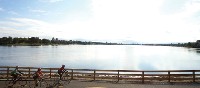 Pedalling along the Ashuapmushan River, Saguenay–Lac Saint-Jean