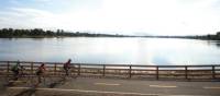 Pedalling along the Ashuapmushan River, Saguenay–Lac Saint-Jean