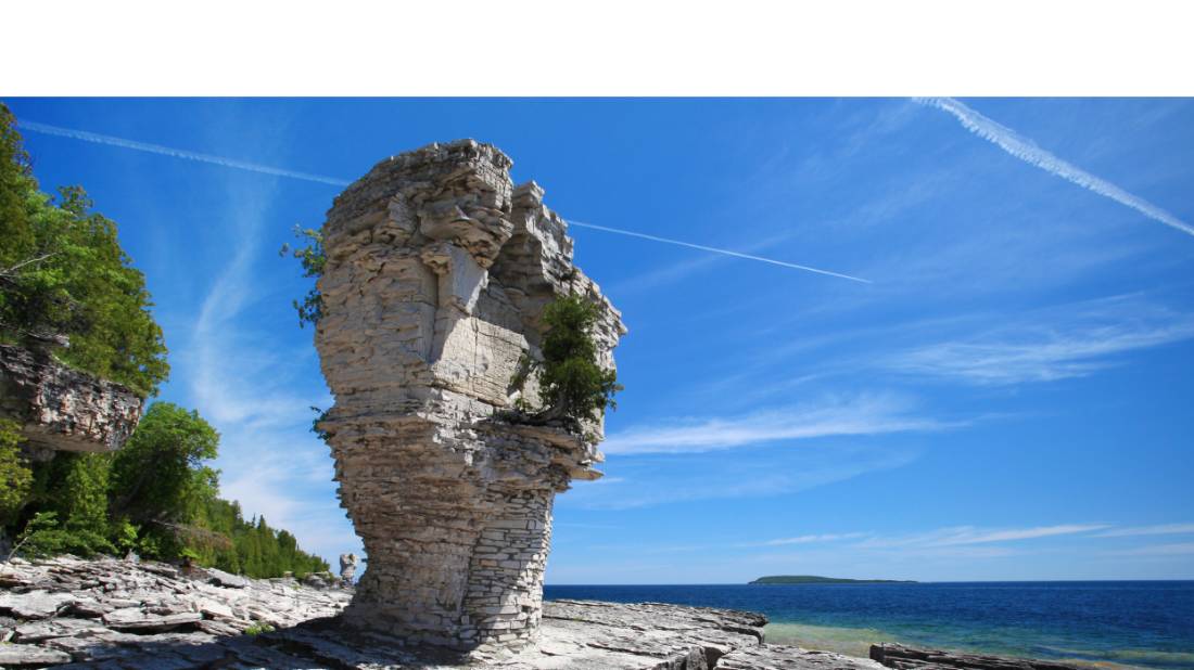 Ancient rock formations at Flowerpot Island near Tobermory