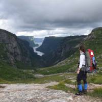 Backpacker enjoying the classic Western Brook views