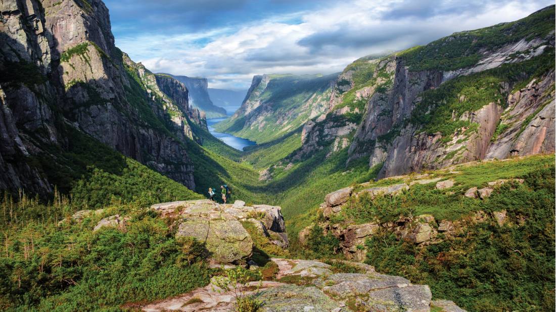 Taking in the view atop Western Brook Pond Fjord |  <i>Barrett & Mackay Photo</i>