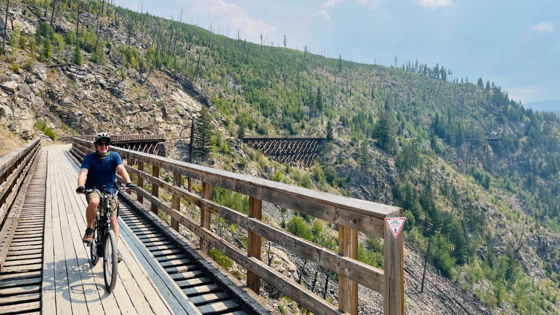 The views are spectacular as you cycle high along the winding Myra Canyon |  <i>Rob Feakins</i>