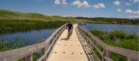 Cross over a marsh on a floating bridge among sand dunes | Sherry Ott