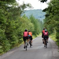 Riding the P'tit Train du Nord bike path into the forest |  <i>Nathalie Gauthier</i>