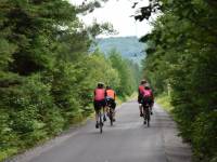 Riding the P'tit Train du Nord bike path into the forest |  <i>Nathalie Gauthier</i>