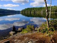 Stopping to enjoy the reflections on pretty Upper Sliammon Lake, SCT |  <i>Keri May</i>