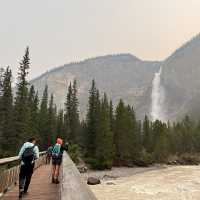 Crossing the bridge to the foot of Takakkaw Falls in Yoho National Park | Kalaya Mckenzie