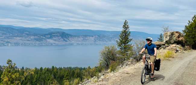 Enjoying the view of Lake Okanagan from the Kettle Valley Rail Trail | Rob Feakins