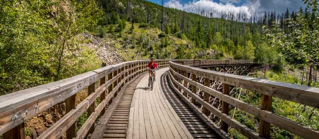 Wooden Trestle Bridges of the Kettle Valley rail trail near Kelowna, BC